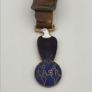 Vintage Case Enamel Eagle Fob Watch Leather Strap